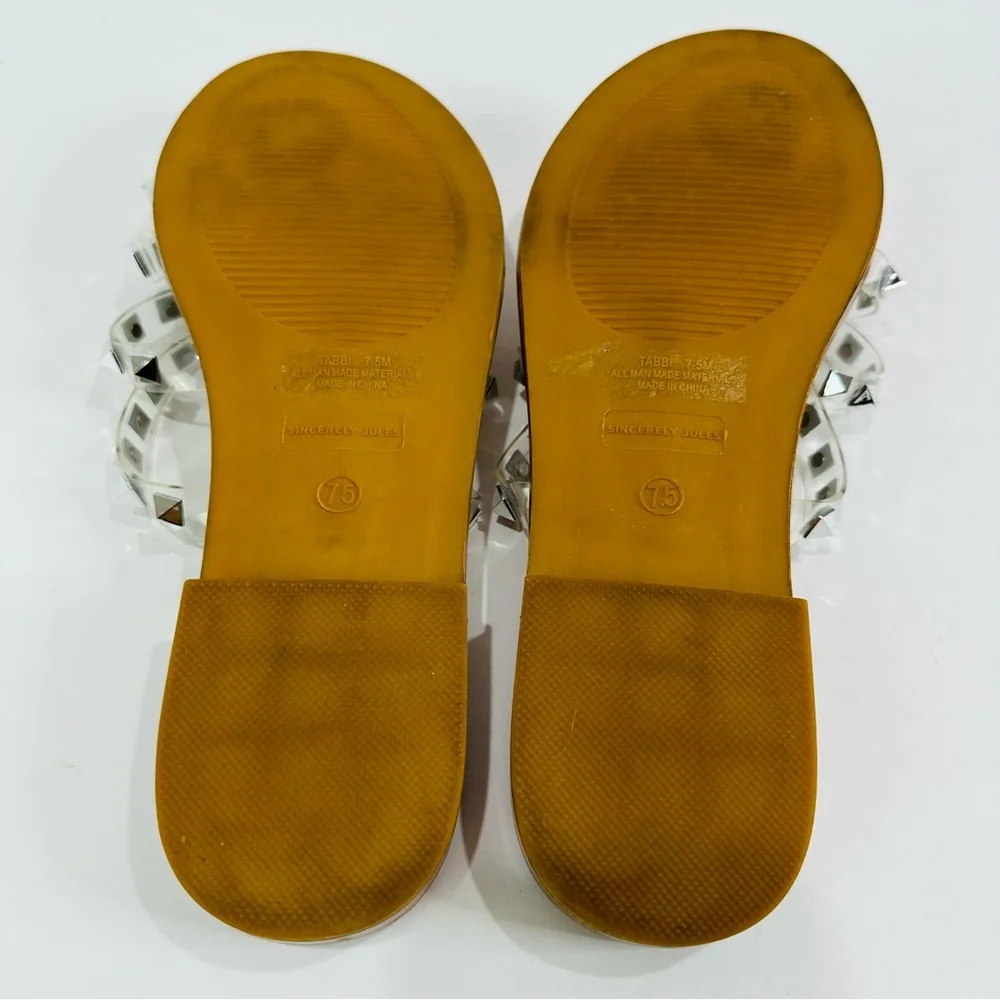 🩷 SINCERELY JULES LIKE NEW SIZE 7.5 STRAPPY SANDALS WITH METAL EMBELLISHMENTS - Picture 7 of 7